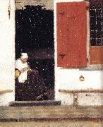 VERMEER VAN DELFT, Jan The Little Street (detail) etr oil